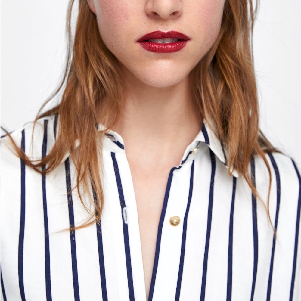 NWT Zara Black White Striped Shirt Dress - Picture 4 of 8